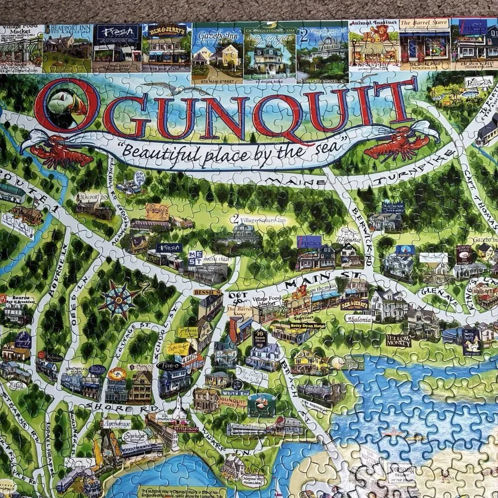 White Mountain Puzzles Ogunquit Maine 1000 Piece Jigsaw Puzzle Complete Rare